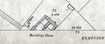 Part of Marsh Leys Farm on a map of 1883